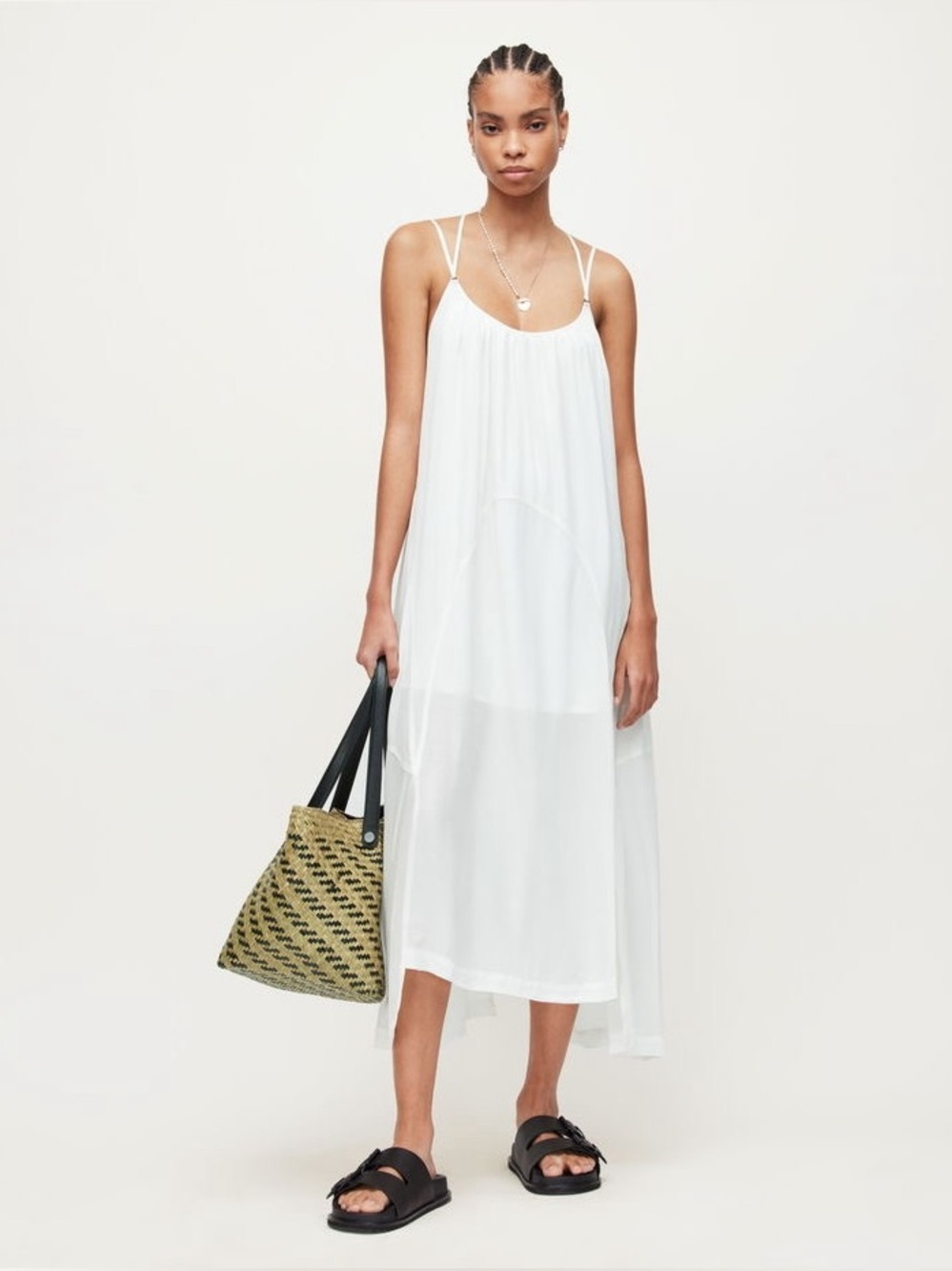 All Saints Areena White Midi Dress